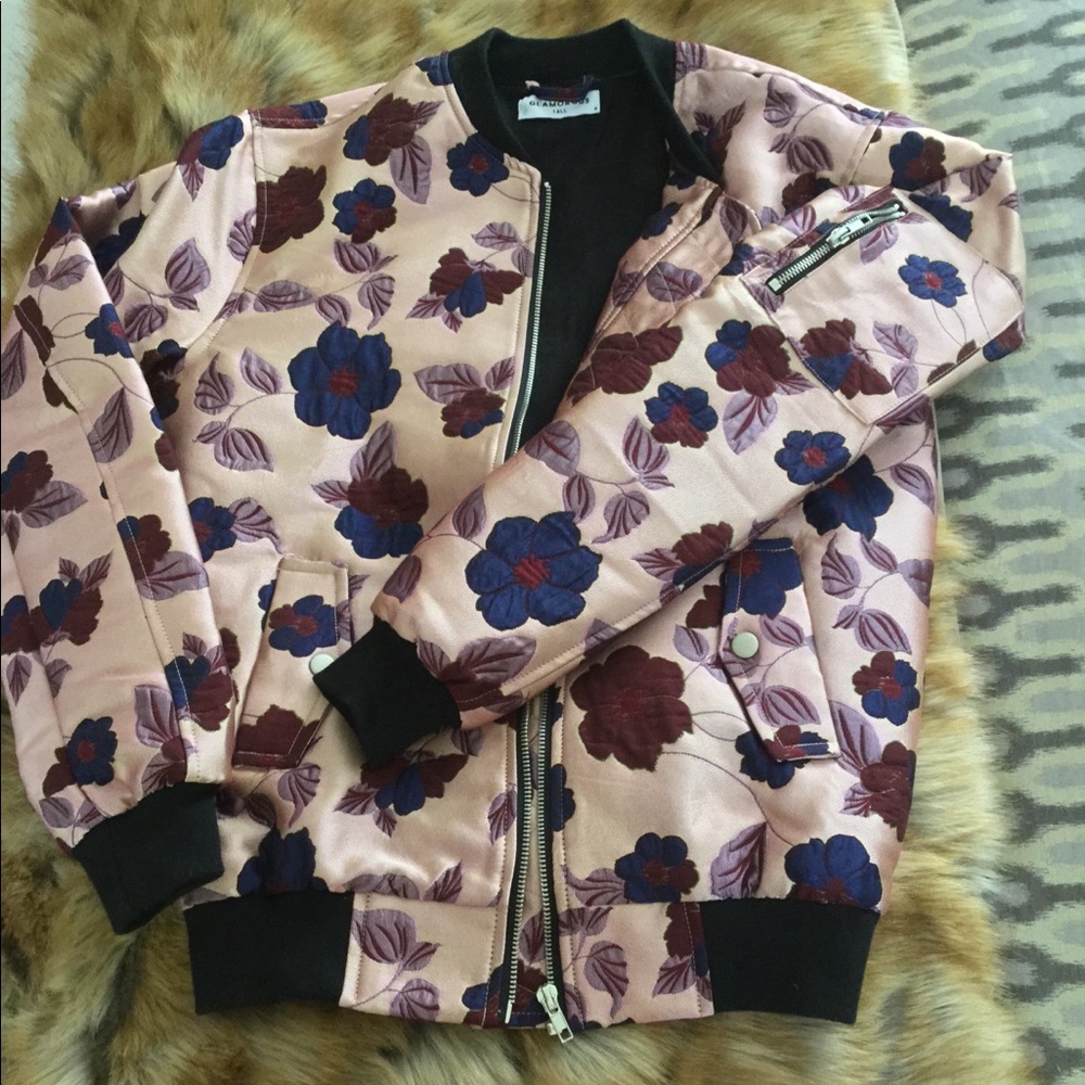NWOT Glamorous embossed satin bomber jacket